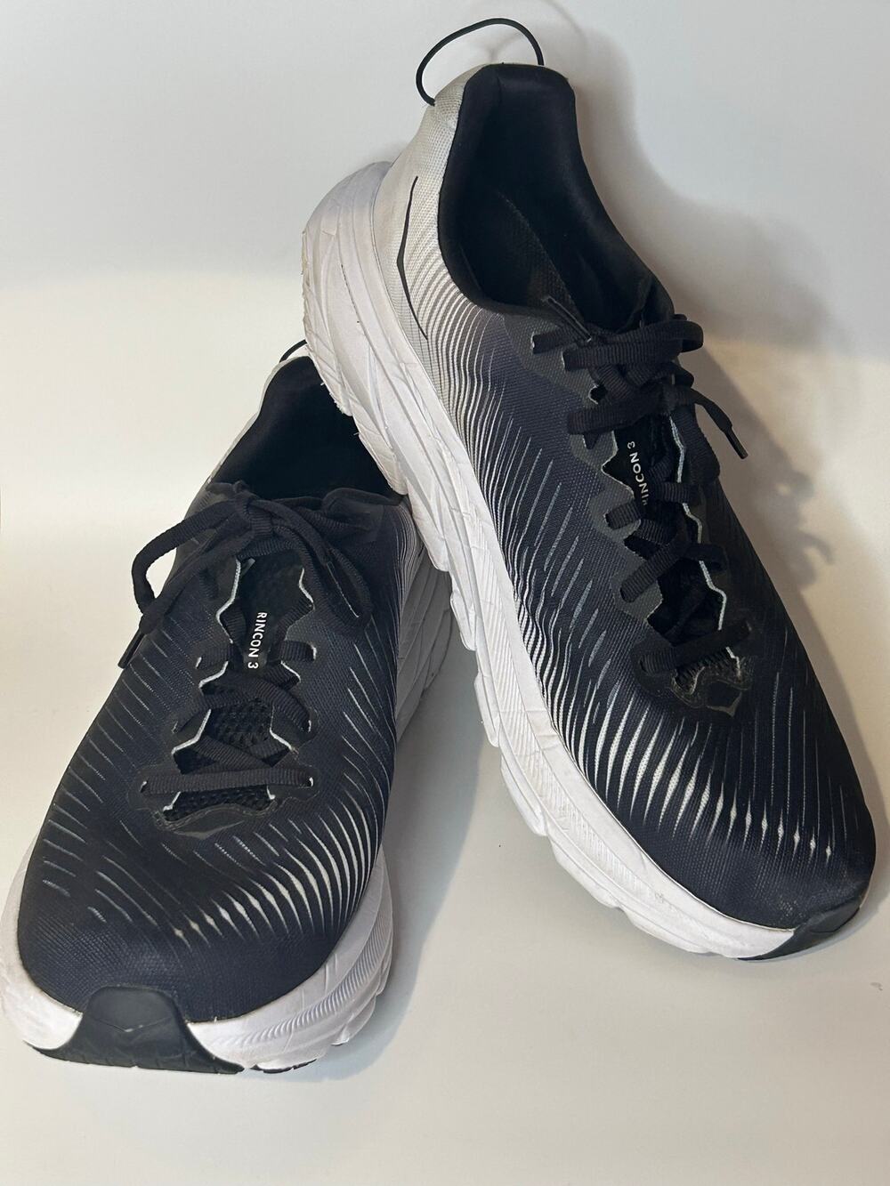 Hoka Rincon 3 Men Size 12 D Black White Running Shoes Lightweight Mesh Sneakers